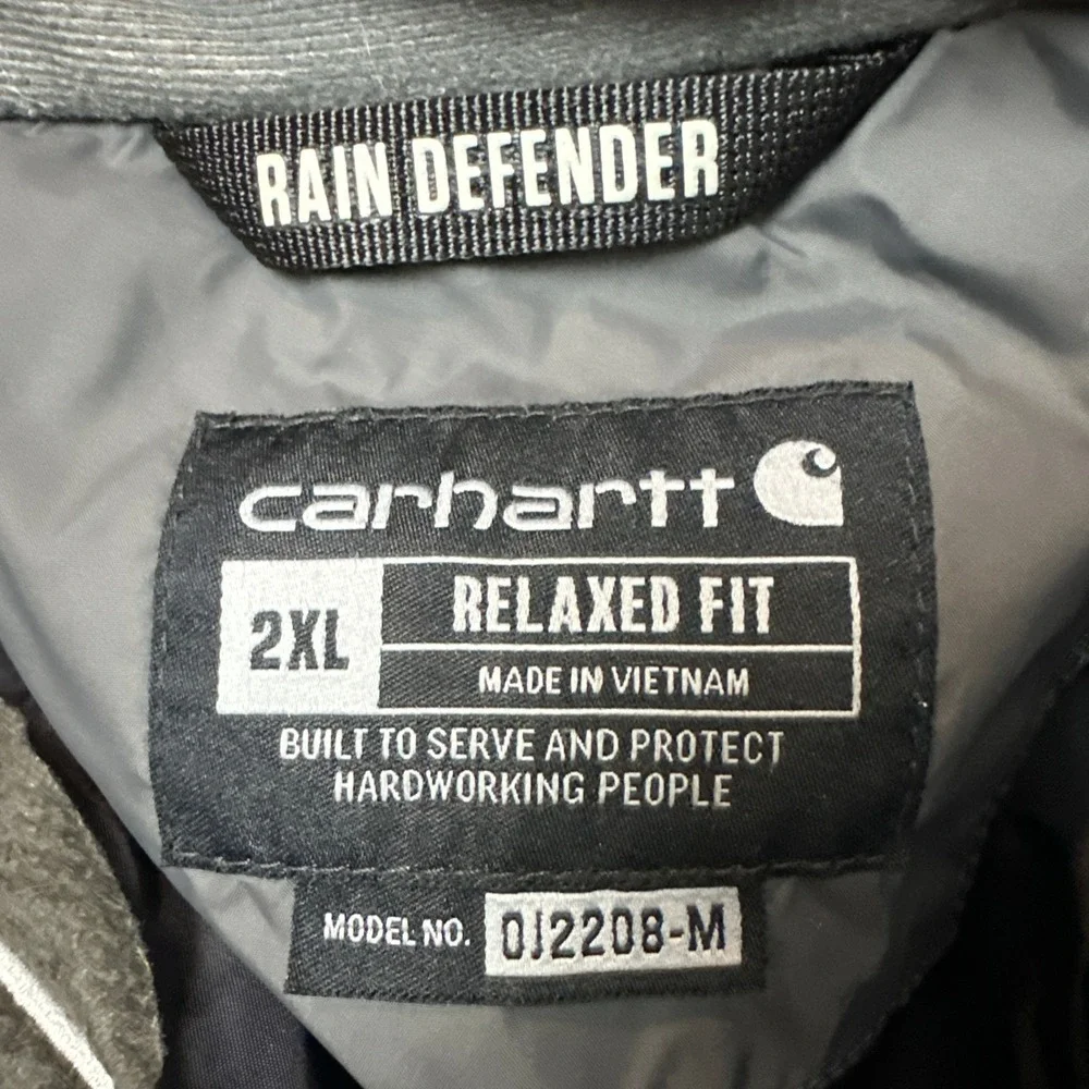 Carhartt Jacket Mens 2XL Gray Rain Defender OJ2208-M Relaxed Fit Idahoan Puffer